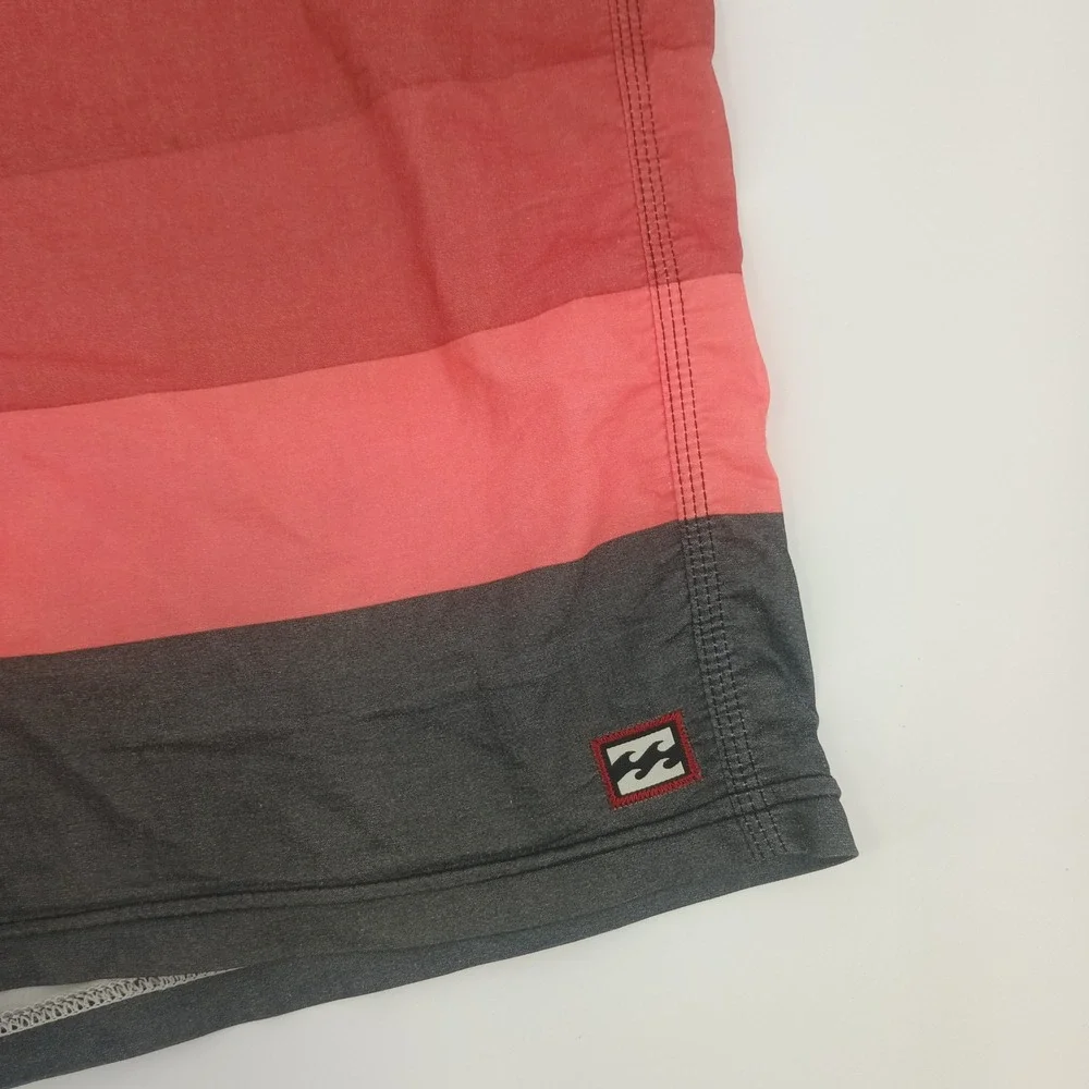 Billabong‎ Lo Tides Board Shorts Mens 36 Grey Pink Striped Recycler Series